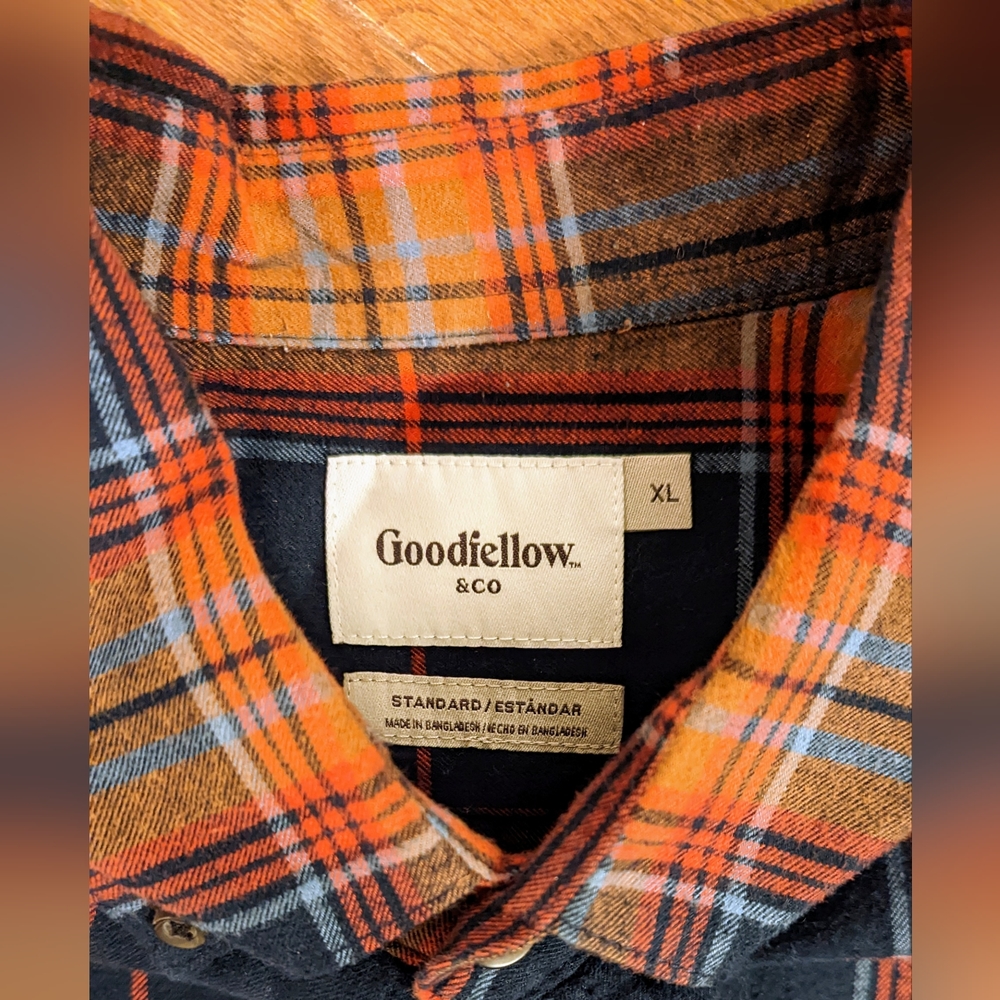 Goodfellow & Co - Mid-Weight Flannel - Orange/Blue/Tan - Men's XL - Picture 2 of 4